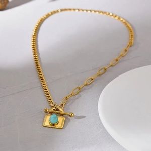 💙18K gold plated lock necklace